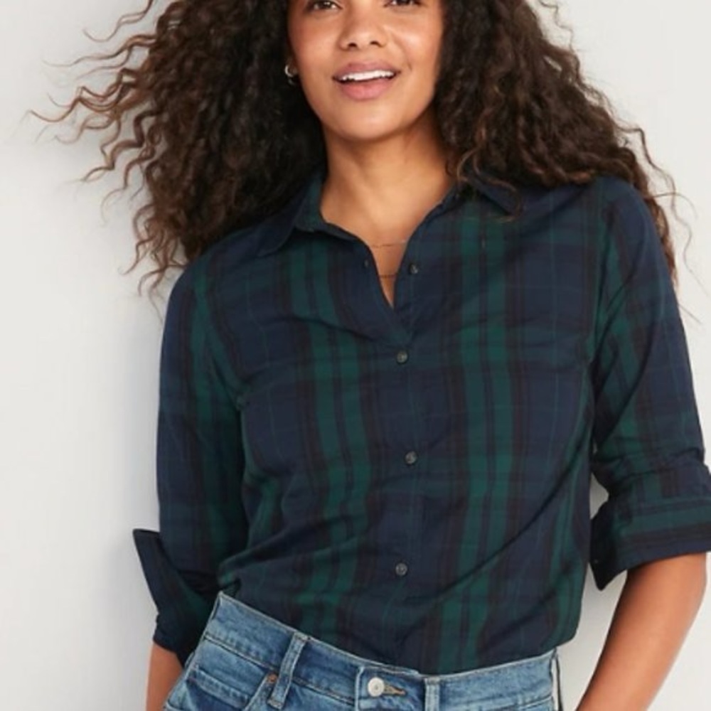 GAP Green and Blue Plaid Button Down Shirt